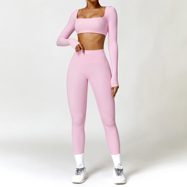 Women's 2PCS Yoga Tracksuit with Leggings and Crop Top Elegance Lifestyle