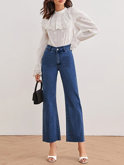 Dark Blue High-Waist Wide-Leg Jeans Shevorra