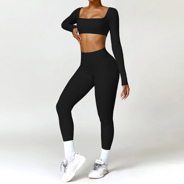Women's 2PCS Yoga Tracksuit with Leggings and Crop Top Elegance Lifestyle