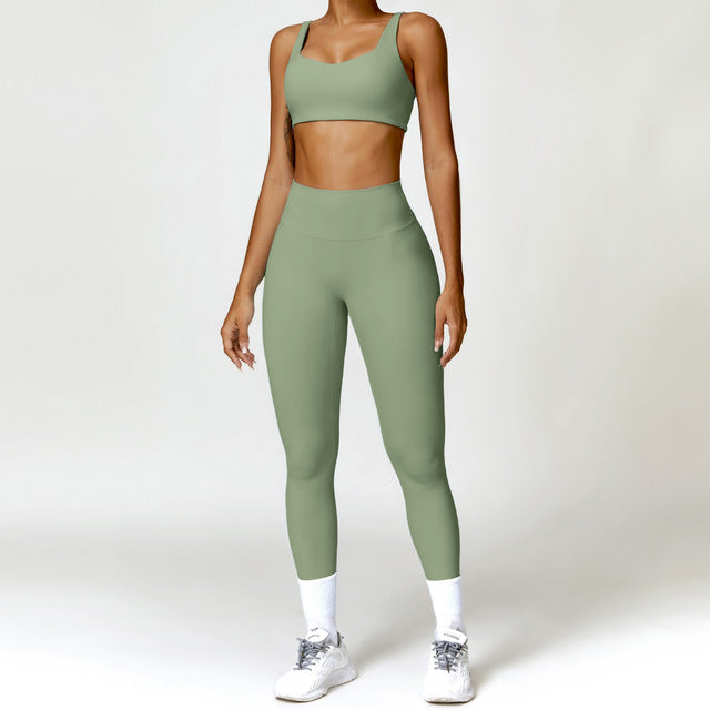 Women's 2PCS Yoga Tracksuit with Leggings and Crop Top Elegance Lifestyle