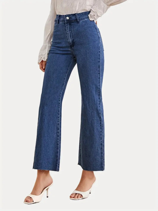 Dark Blue High-Waist Wide-Leg Jeans Shevorra