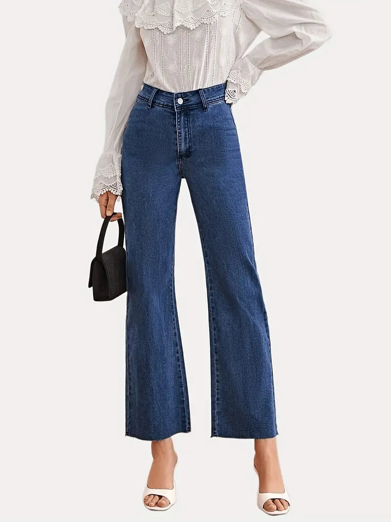 Dark Blue High-Waist Wide-Leg Jeans Shevorra