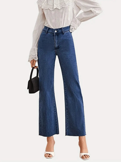 Dark Blue High-Waist Wide-Leg Jeans Shevorra