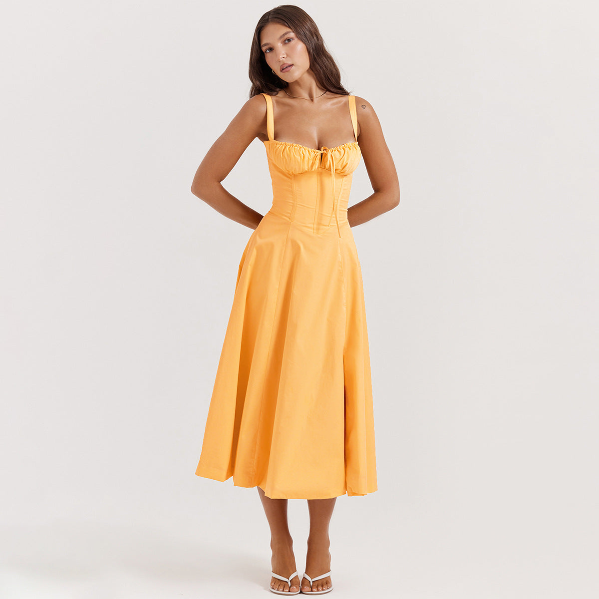 Backless Floral Halter Midi Dress Shevorra