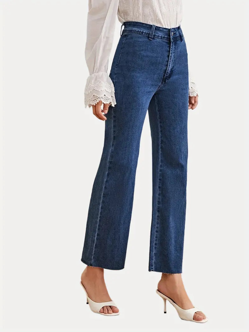 Dark Blue High-Waist Wide-Leg Jeans Shevorra
