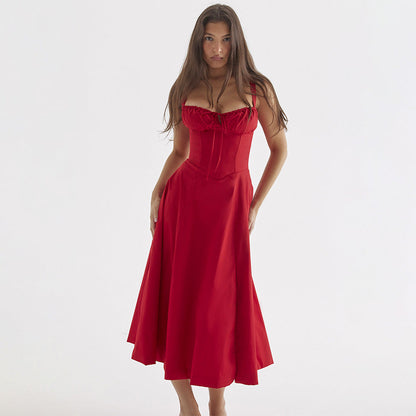 Backless Floral Halter Midi Dress Shevorra