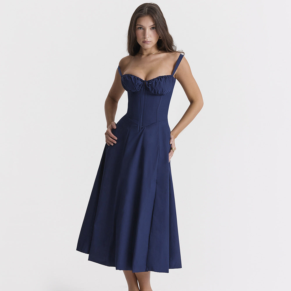 Backless Floral Halter Midi Dress Shevorra