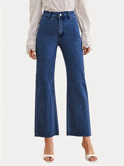 Dark Blue High-Waist Wide-Leg Jeans Shevorra