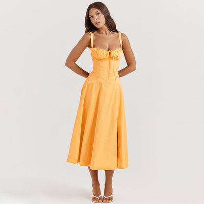 Backless Floral Halter Midi Dress Shevorra