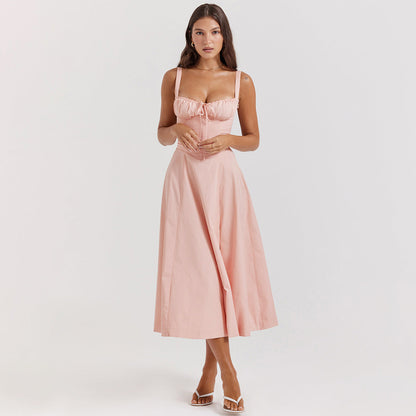 Backless Floral Halter Midi Dress Shevorra
