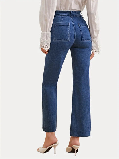 Dark Blue High-Waist Wide-Leg Jeans Shevorra