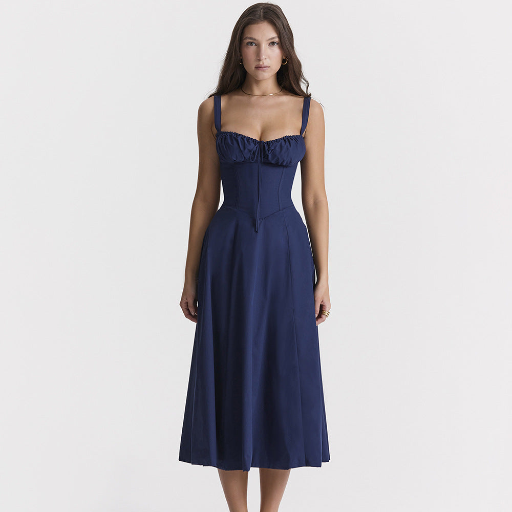 Backless Floral Halter Midi Dress Shevorra